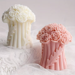 3D Flower Bouquet Candle Silicone Mold DIY Rose Basket Resin Molds