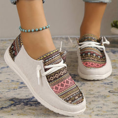 Women's Retro Canvas Lace-up Flat Sneakers
