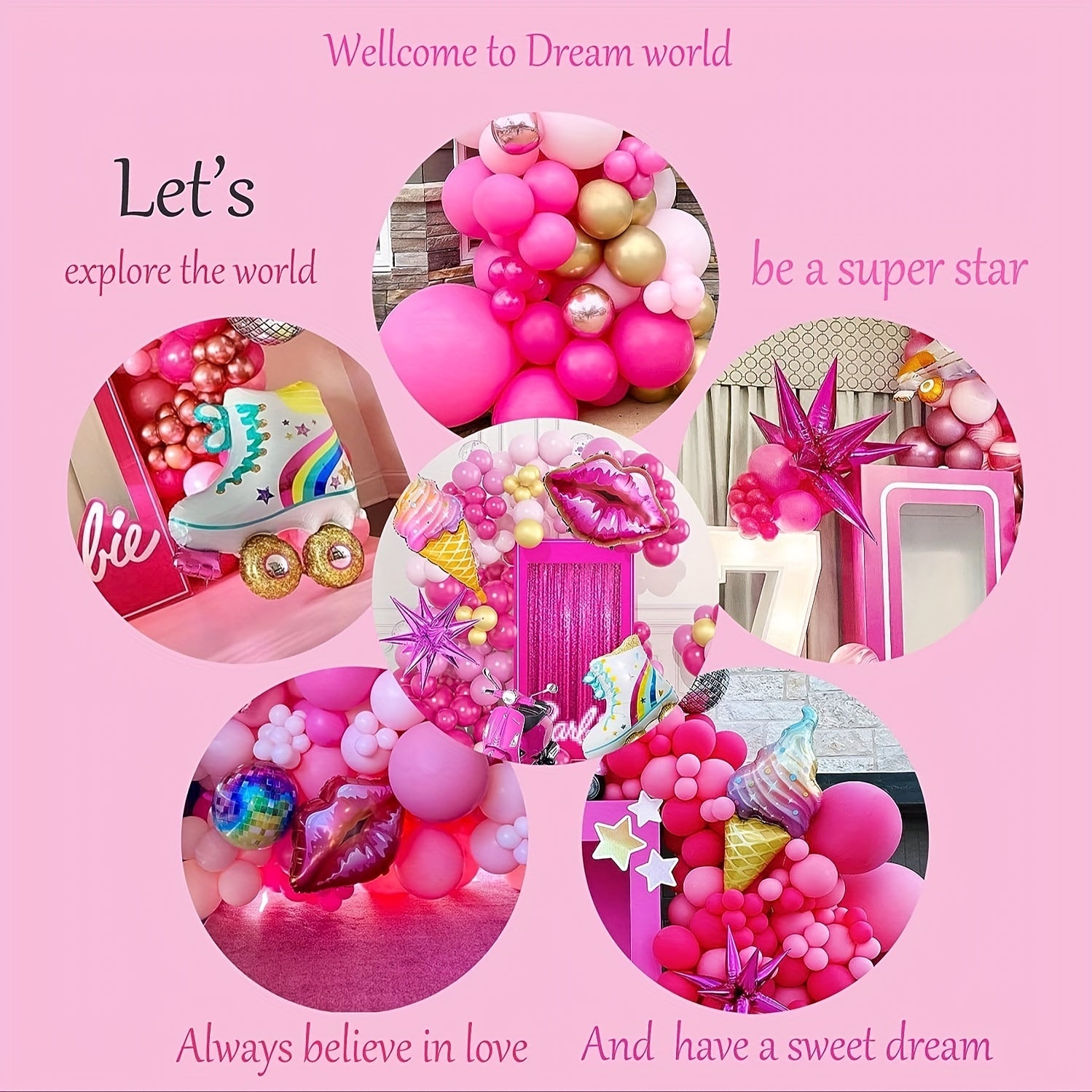 Pink Princess Party Balloons Girls Birthday Party Balloon Arch