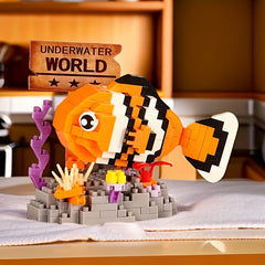 Micro Building Blocks Clownfish Ocean Animal Model Assembly