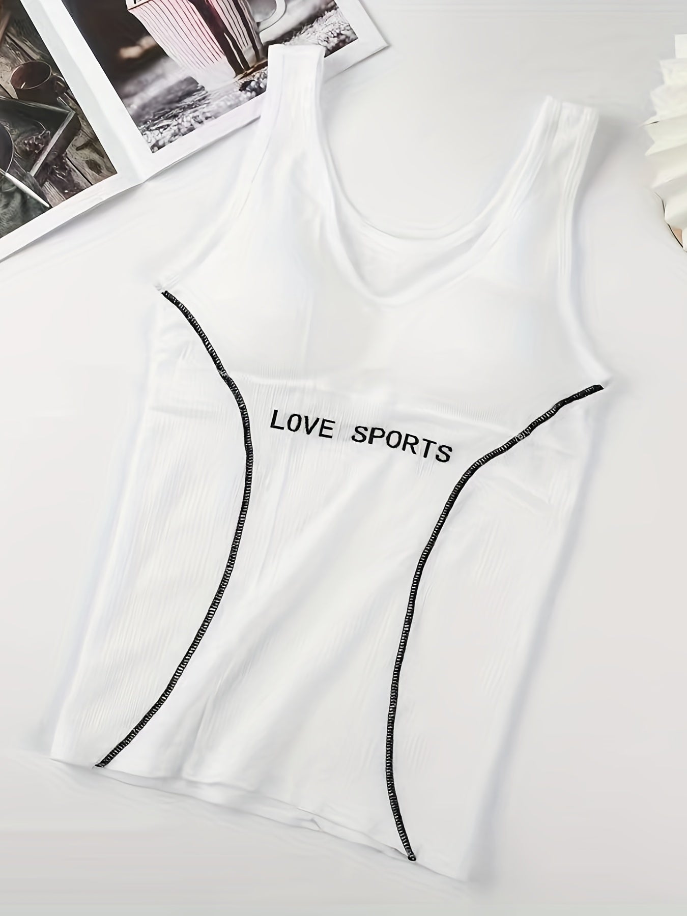 Letter Print Tank Top V Neck Top Women's Lingerie
