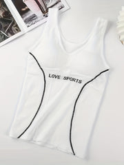 Letter Print Tank Top V Neck Top Women's Lingerie