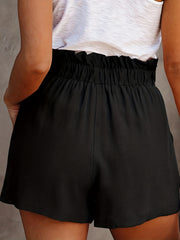 Tie Front High Waist Shorts Casual Solid Summer Shorts