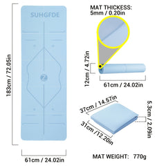 Foldable TPE Yoga Mat with Body Line, Non-slip Fitness Mat