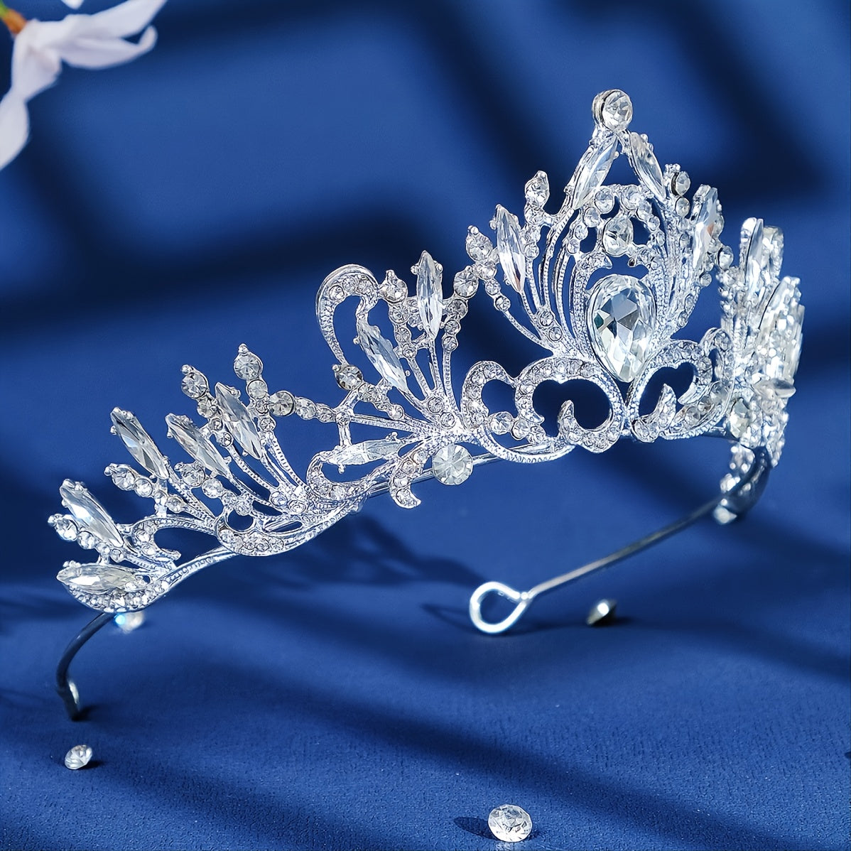 Vintage Silver Bridal Crown Stone Wedding Crown