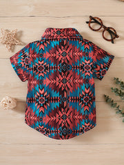 Boys Geo Print Button Down Shirt