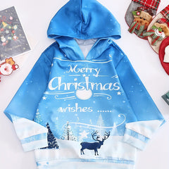 MERRY CHRISTMAS Print Hoodies Girls Comfy Pullover Tops Spring Fall Gift Christm