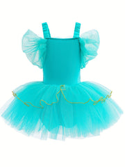 Girls Green Tulle Tutu Mesh Cami Dress Ballet Dance Practice Leotards