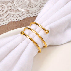 6pcs Golden Napkin Rings Cast Iron Carved Hollow Christmas Decoration