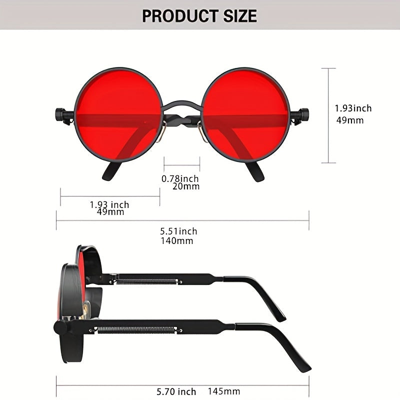 Round Metal Sunglasses Steampunk Retro Vintage UV400