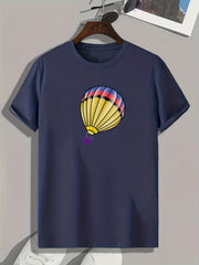 Hot Air Balloon Print Men's Graphic T-Shirt for Summer