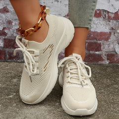 Women's Knitted Chunky Sneakers Breathable Non Slip Outdoor Running Shoes