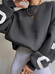 Girls' Casual Letter Print Crew Neck Sweatshirt Loose Fit Long Sleeve Pullover