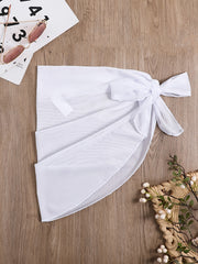 Mesh Cover Up Wrap Tie Front Sheer Plain