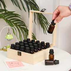 25 Grid Wooden Box With Clear Lid Travel Bottle Display Case