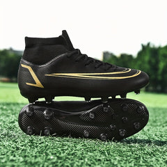 Men's Striped Lace-up Spike Soccer Cleats - Outdoor Rubber Sole