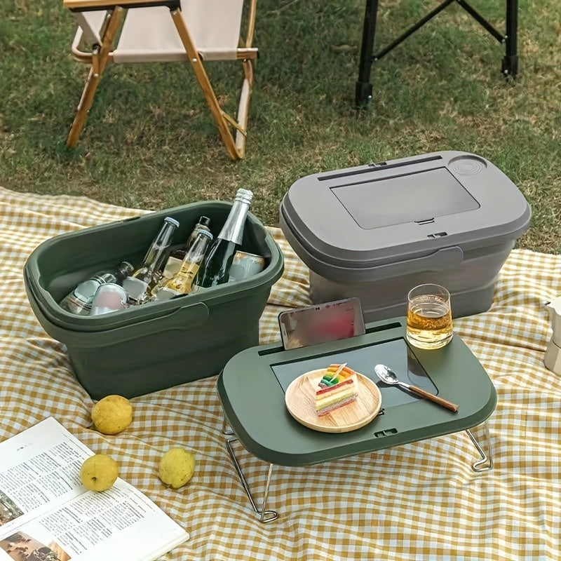 Collapsible Bucket with Handle for Picnic Takeout and Kitchen Gadgets