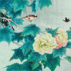 Chinese Flower Bird Print Living Room Rug Coffee Table Carpet