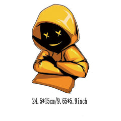 2pcs Man Iron On Patches For Clothing Heat Transfer Stickers DIY T Shirt Mask