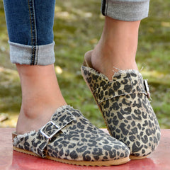 Women's Buckle Flat Mules Casual Slip On Slides Shoes