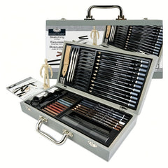 60pcs Wooden Box Sketching Pencil Set Art Drawing Sketching Charcoal Drawing Set