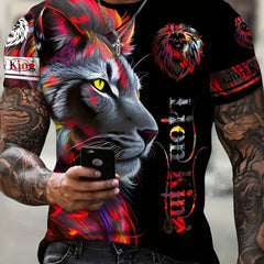Lion 3D Print Men's Graphic T-Shirt Comfy Tees Short Sleeve Tops