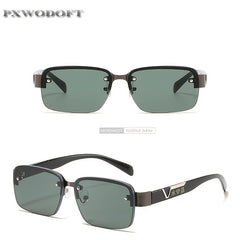 PXWODOFT Men's Rimless Crystal Sunglasses with Packaging