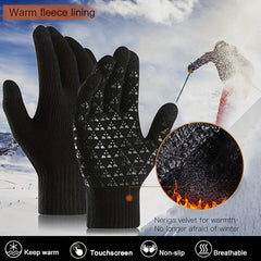 2 Pairs Winter Touch Screen Knit Gloves Anti Slip Thermal Gloves