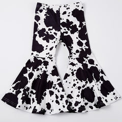 Baby Girls Leopard Plaid Print Flare Leg Pants Elastic Waist Pants