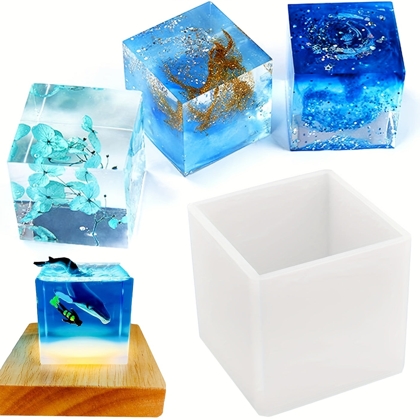 Resin Silicone Mold with LED Base for Craft Home Decor