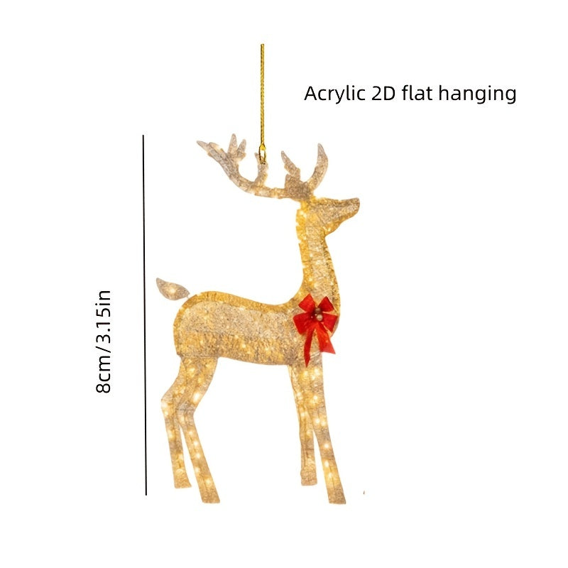 Acrylic Christmas Tree Snowflake Pendant Decoration Christmas Deer Home Decor