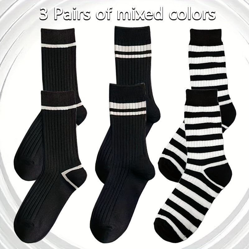 Striped Print Socks Comfy & Breathable All match Socks Women's Stockings