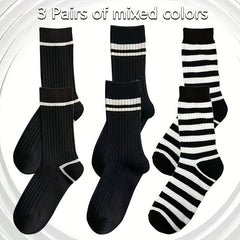 Striped Print Socks Comfy & Breathable All match Socks Women's Stockings