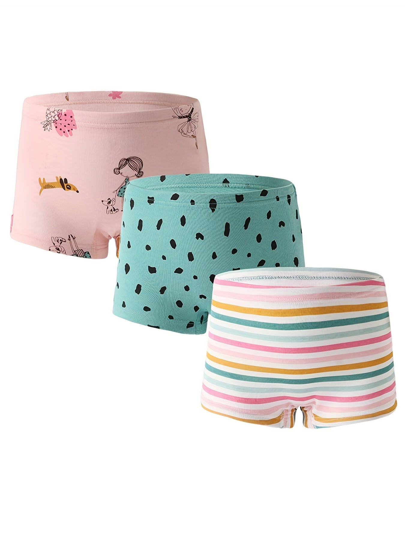 Girls Boxer Briefs Elastic Waist Cartoon Animals Print Comfortable Underwear