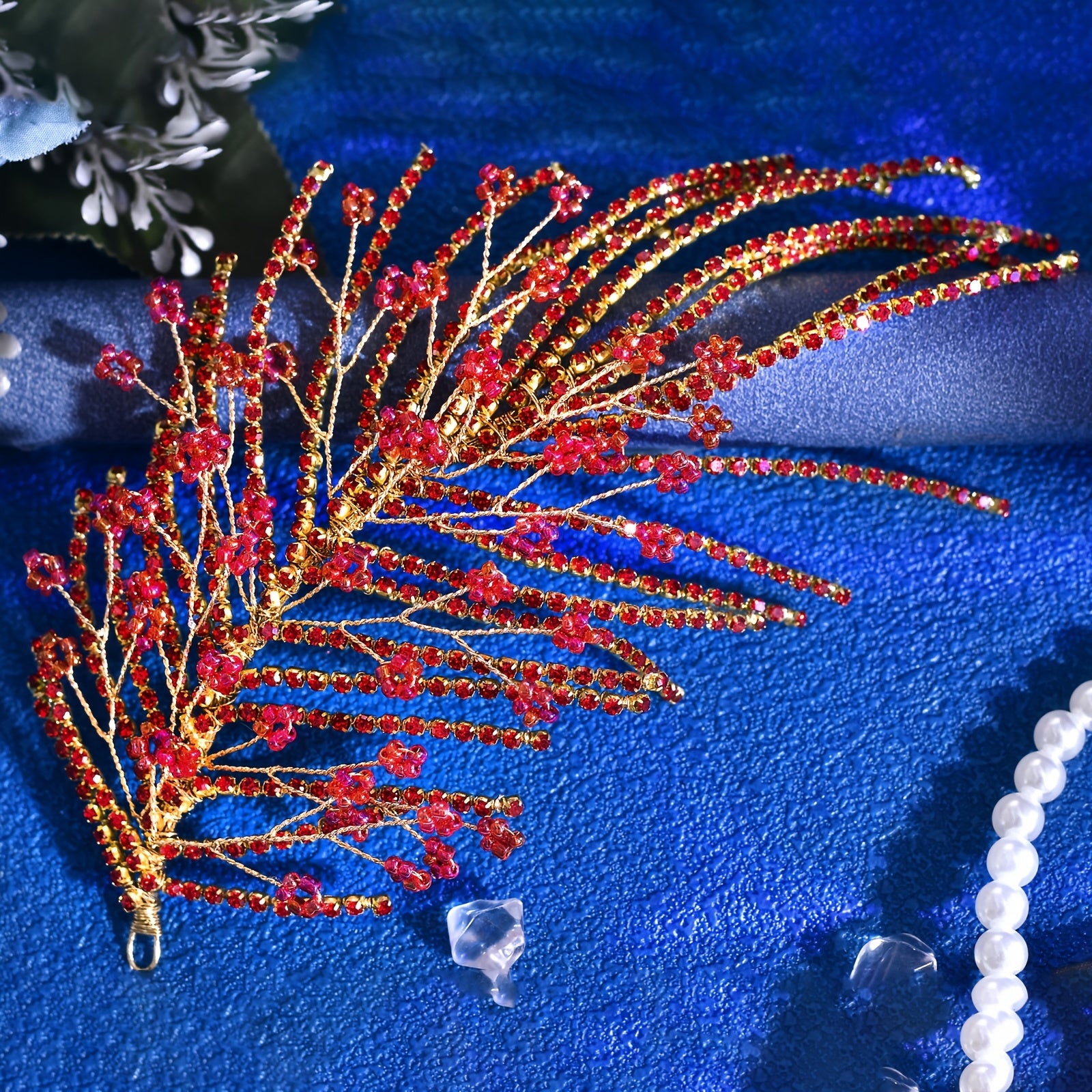 Vintage Bridal Headpiece Red Feather Hair Accessory for Weddings