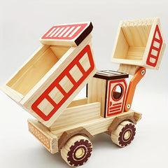 Wooden Big Bulldozer Toy Car Model Dump Truck