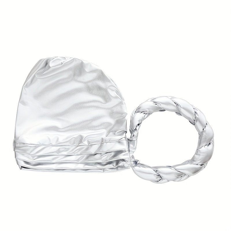 Silvery Hot Stamping Turbans Three Layer Head Wraps Twist Braid Hijab Cap