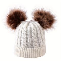Children's Double Balls Knitted Hat for Autumn and Winter - Warm Keeping Hat