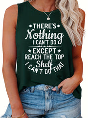 Casual Tank Top Women's Plus Letter Print