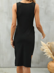Solid 2pc Set Split Tank Top & Leggings Outfit