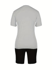 Juneteenth Print Summer Casual T Shirt & Biker Shorts Set