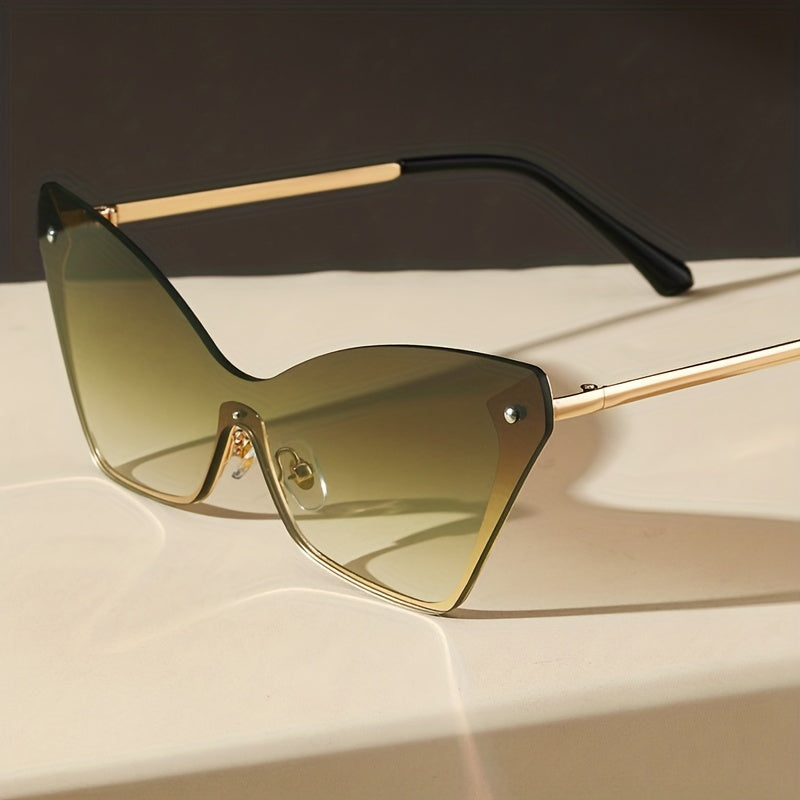 Y2K One Piece Sunglasses Gradient Metal Glasses UV400
