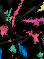 Tie Dye Pattern Cartoon Girl Short Sleeve T-shirt Girls Pullover Summer Sports