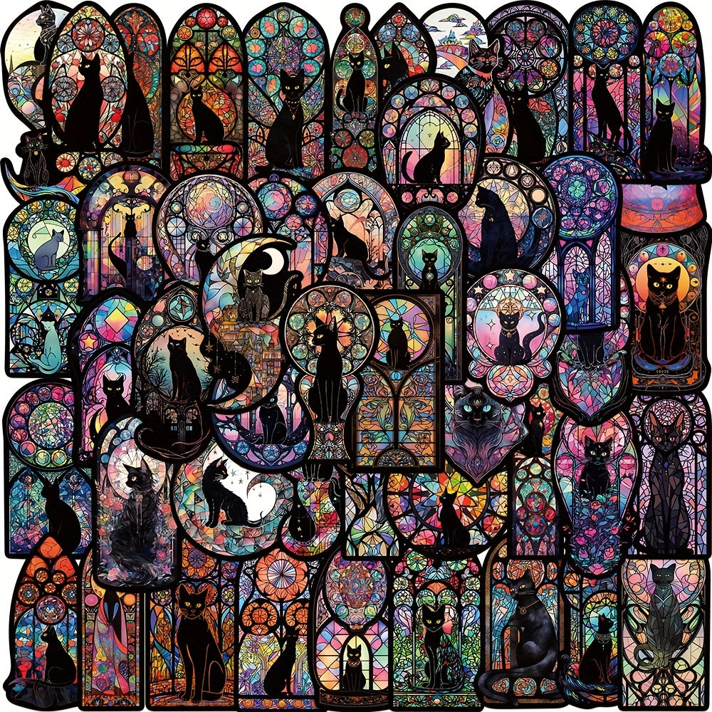 50pc Gothic Cat Stickers for Water Bottle Car Cup Guitar