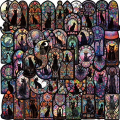 50pc Gothic Cat Stickers for Water Bottle Car Cup Guitar