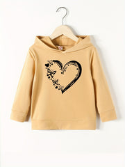 Heart & Butterfly Print Casual Sweatshirt Top Hoodie for Youth Girls