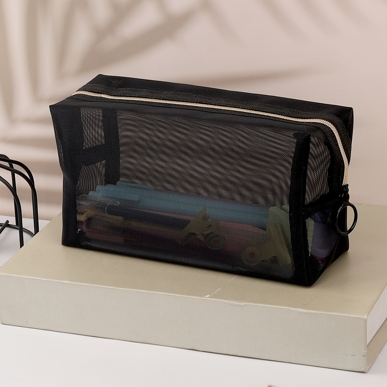 Large Capacity Mesh Pencil Case Solid Stationery Box