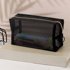 Large Capacity Mesh Pencil Case Solid Stationery Box