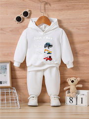 Cartoon Letter Print Kids Outfit Long Sleeve Sweatshirt Set