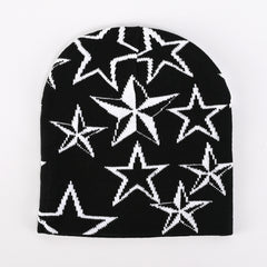 Pentagram Jacquard Y2K Beanie Solid Skull Cap